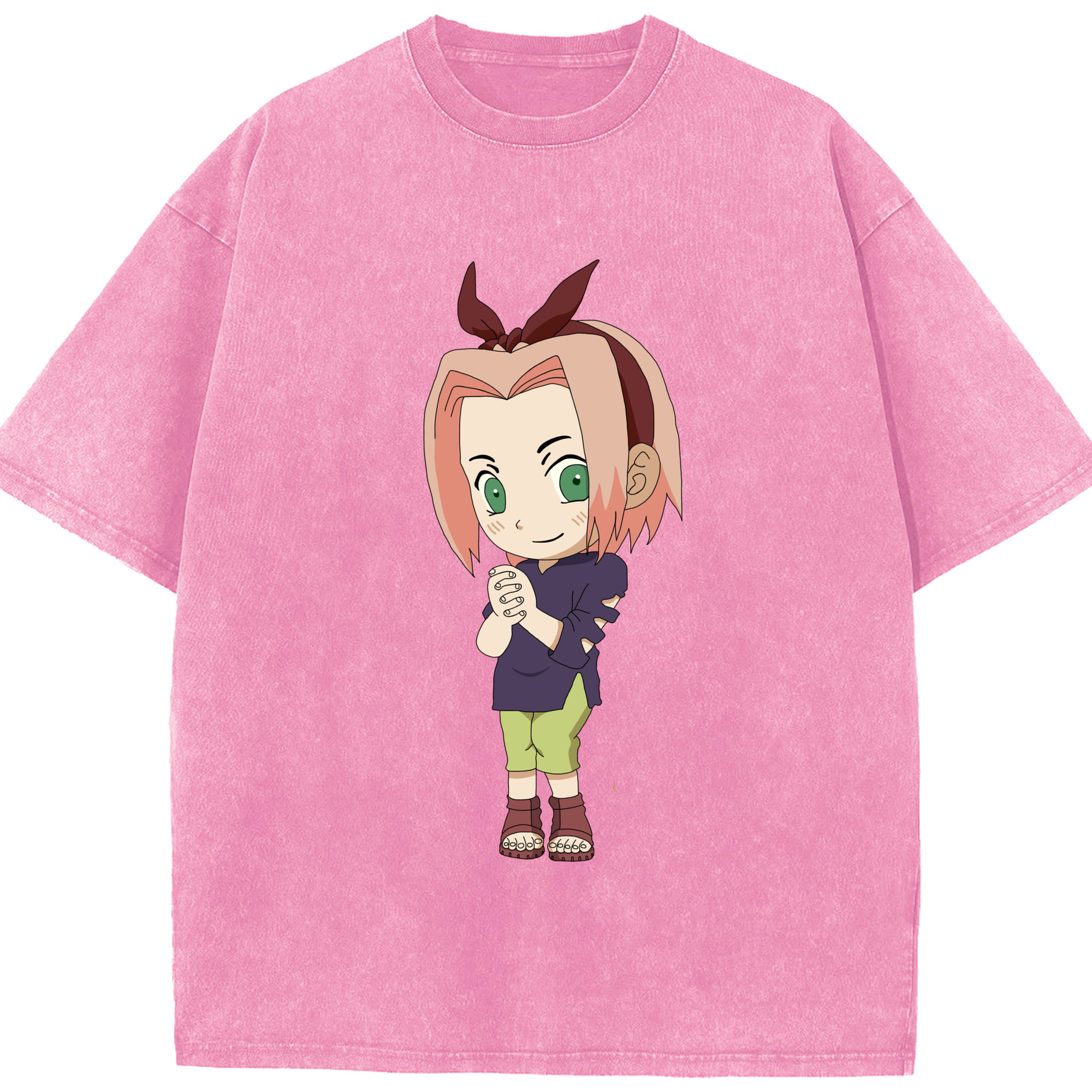 （画像用） NARUTO -ナルト- 春野サクラ Haruno Sakura 綿100% ヴィンテージ風 半袖Tシャツ（フロントプリント）